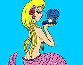 Dibujo Sirena y perla pintado por eliyau