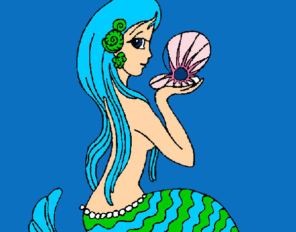 Dibujo Sirena y perla pintado por marjoca