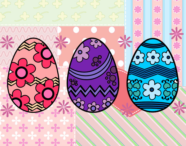 Dibujo Tres huevos de pascua pintado por andreacele