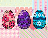 Dibujo Tres huevos de pascua pintado por andreacele