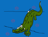 Dibujo Aligátor entrando al agua pintado por juandiego3