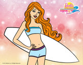 Dibujo Barbie con tabla de surf pintado por LauraMG