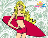 Dibujo Barbie con tabla de surf pintado por Liria2000
