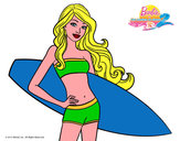 Dibujo Barbie con tabla de surf pintado por mimilota 