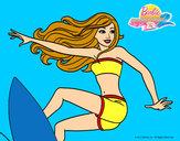 Dibujo Barbie surfeando pintado por lamorales