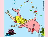 Dibujo Barbie y delfín pintado por selenitah