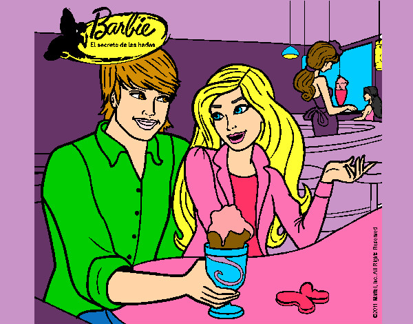 Dibujo Barbie y su amigo en la heladería pintado por susirubia