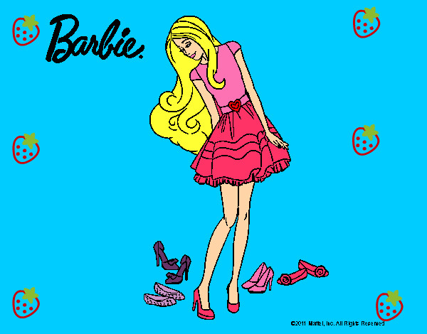 Dibujo Barbie y su colección de zapatos pintado por susirubia