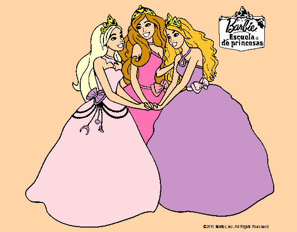 Dibujo Barbie y sus amigas princesas pintado por 2392