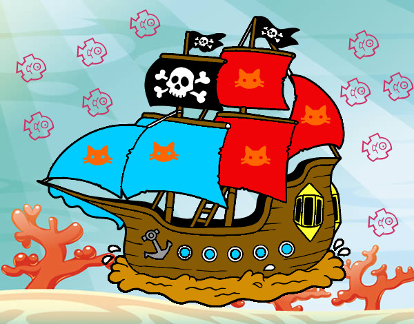 Dibujo Barco pirata pintado por folmos