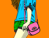 Dibujo Chica con bolso pintado por fresitha