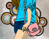 Dibujo Chica con bolso pintado por mahama