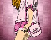 Dibujo Chica con bolso pintado por queyla