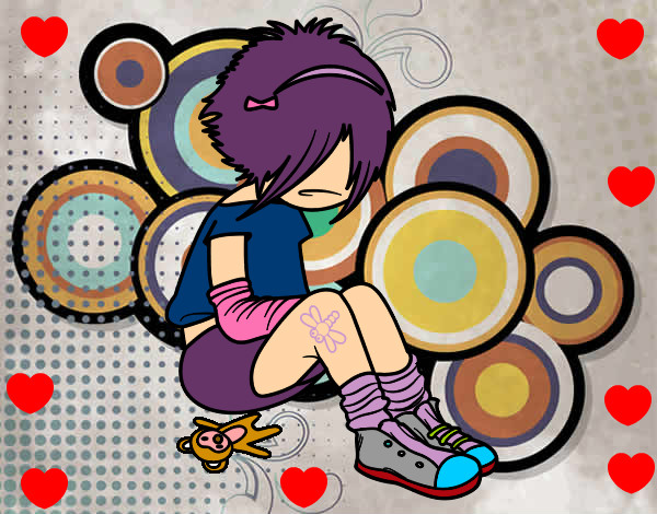 Dibujo Chica EMO pintado por chena