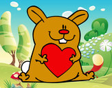 Dibujo Conejo con corazón pintado por ximena01