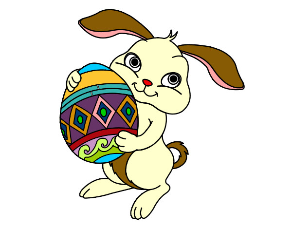 Dibujo Conejo con huevo de pascua pintado por chitaara