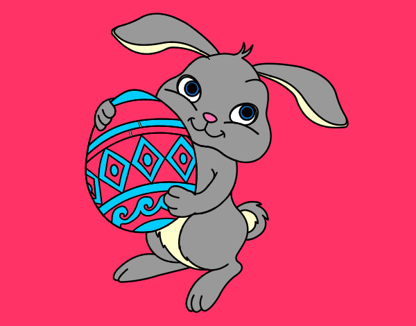 Dibujo Conejo con huevo de pascua pintado por marinanina