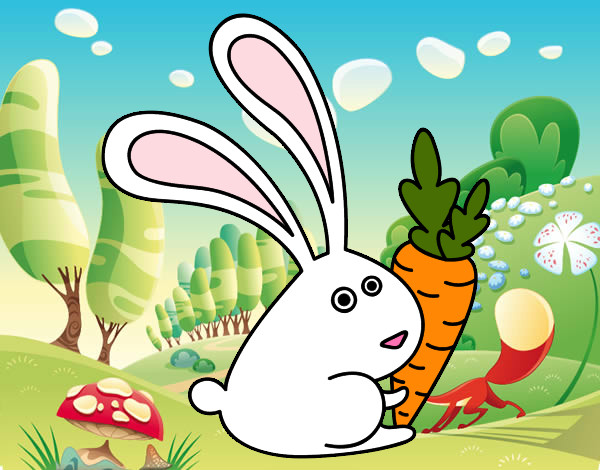 Dibujo Conejo con zanahoria pintado por isido 