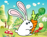 Dibujo Conejo con zanahoria pintado por rori2000