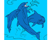 Dibujo Delfines jugando pintado por lamorales
