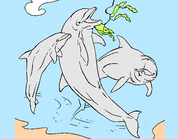 Dibujo Delfines jugando pintado por roci_wapit