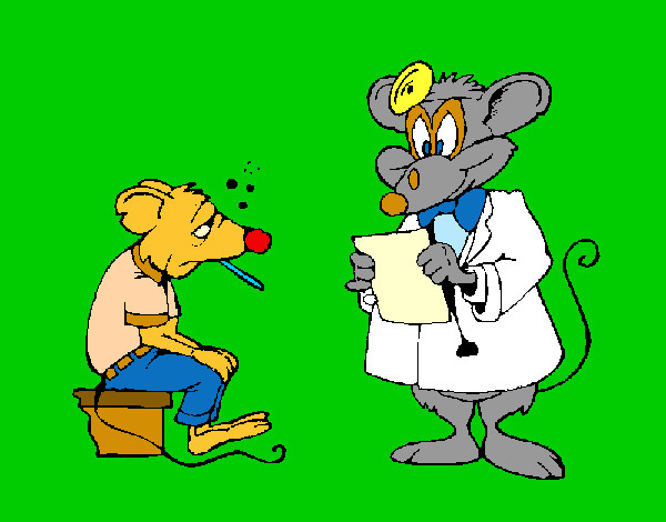 Dibujo Doctor y paciente ratón pintado por queyla