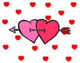 Dibujo Dos corazones con una flecha pintado por selenitah
