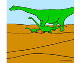 Dibujo Familia de Braquiosaurios pintado por dragometal