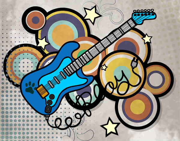 Dibujo Guitarra y estrellas pintado por itsaso