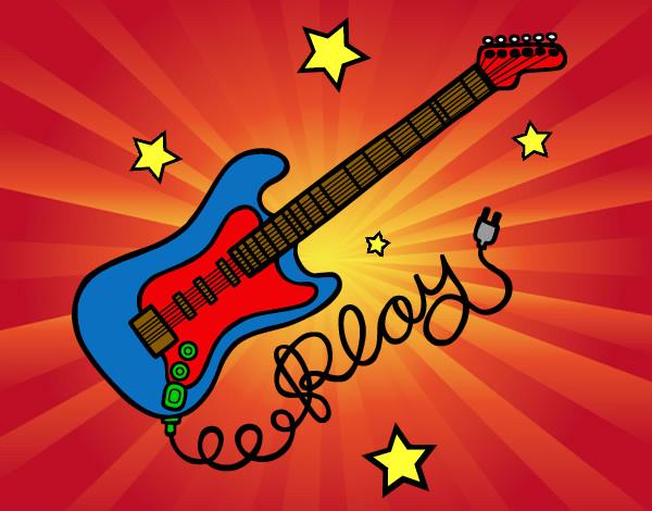 Dibujo Guitarra y estrellas pintado por sgdggqu