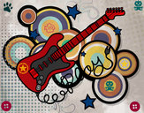 Dibujo Guitarra y estrellas pintado por Thrash