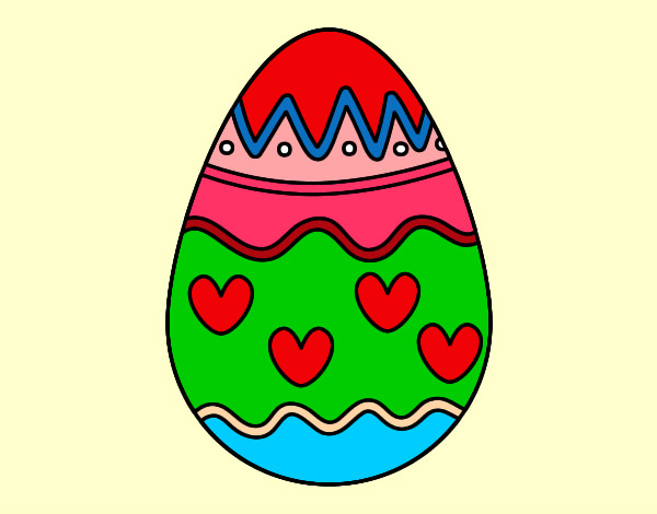 Dibujo Huevo con corazones pintado por abuelos