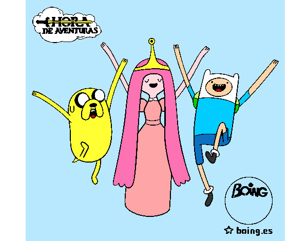 Dibujo Jake, Princesa Chicle y Finn pintado por Djunda