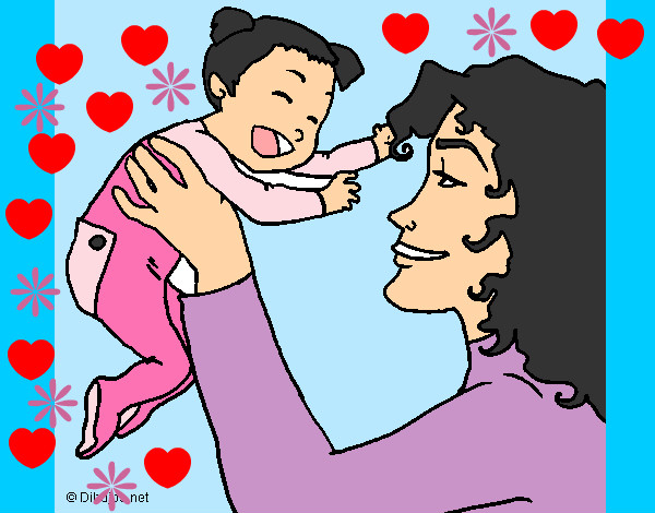 Dibujo Madre con su bebe 1 pintado por chena