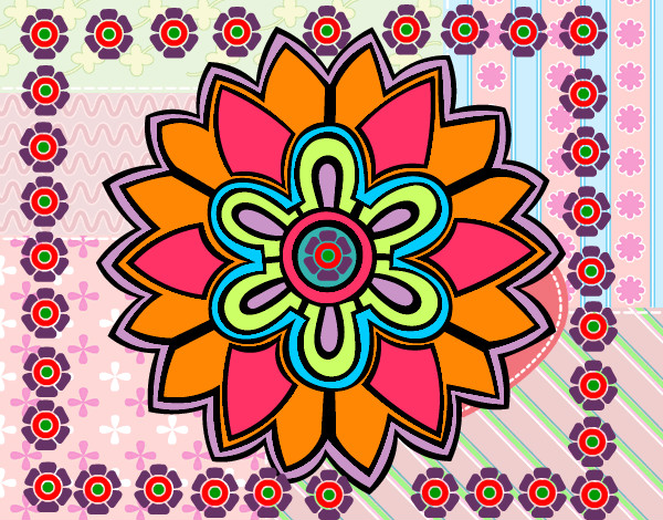 Dibujo Mándala con forma de flor weiss pintado por ximena01