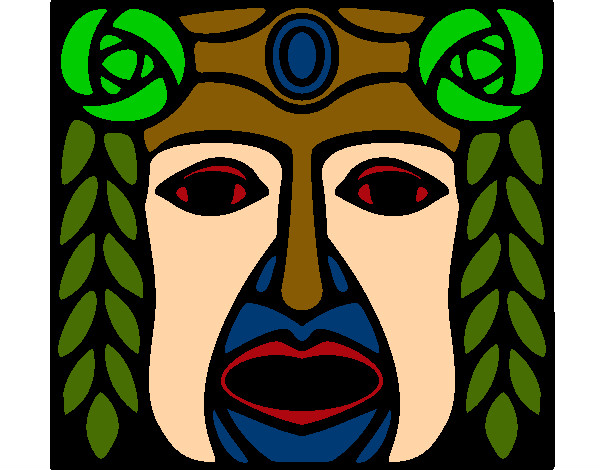 Dibujo Máscara Maya pintado por getzemany