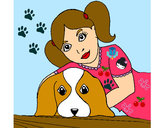 Dibujo Niña abrazando a su perro pintado por leonora