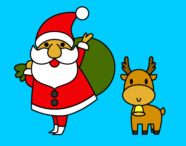Dibujo Papá Noel y un reno pintado por denisse_pa