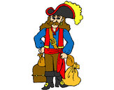 Dibujo Pirata con sacos de oro pintado por jomar 