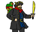 Dibujo Pirata con un loro pintado por jomar 