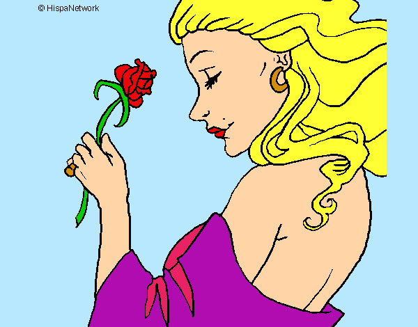 Dibujo Princesa con una rosa pintado por geriital