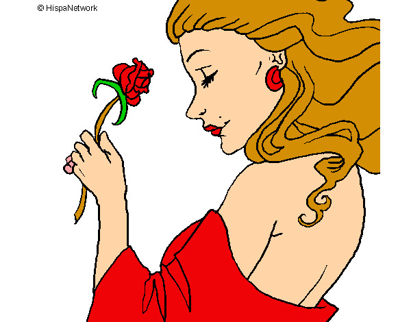 Dibujo Princesa con una rosa pintado por Tongi02