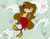 Dibujo Sirena con los brazos en la cardera pintado por nixana