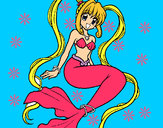 Dibujo Sirena con perlas pintado por DibuJuly