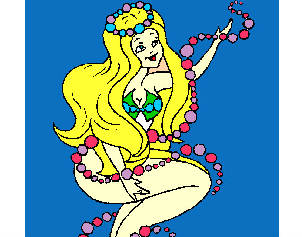 Dibujo Sirena entre burbujas pintado por fresitha