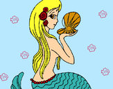 Dibujo Sirena y perla pintado por dianely