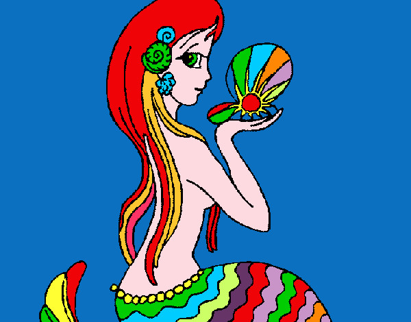 Dibujo Sirena y perla pintado por maktub