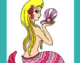 Dibujo Sirena y perla pintado por nixana