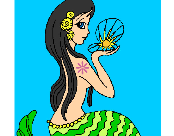 Dibujo Sirena y perla pintado por stefa88