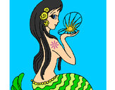 Dibujo Sirena y perla pintado por stefa88